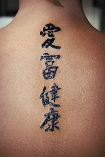 Татуировка Иероглифы на спине
