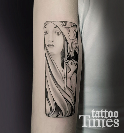 Тату портрет девушки графика