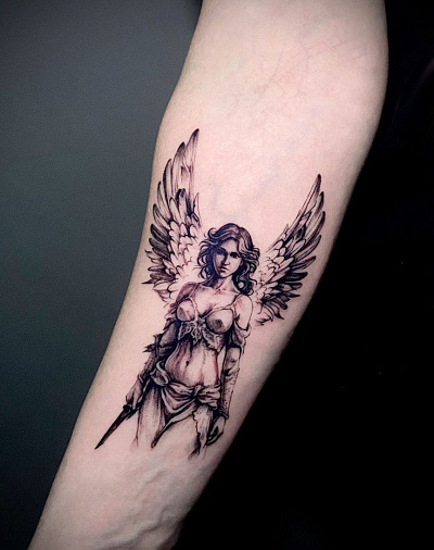 Тату ангел воин