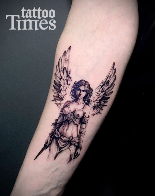 Тату ангел воин