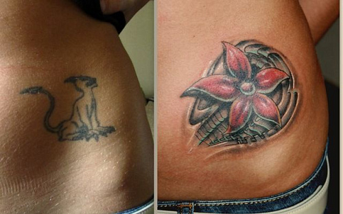 Исправление татуировки цветок