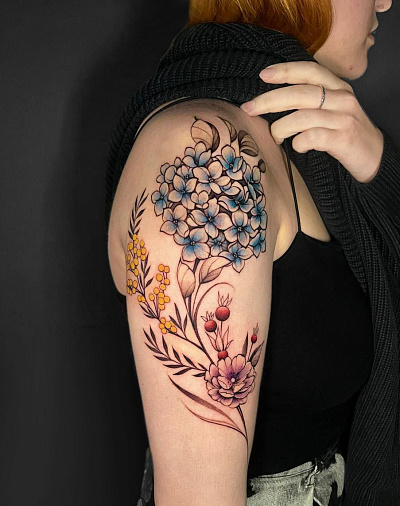 Тату гиацинт и мимоза