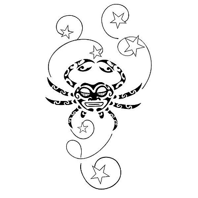 Эскиз татуировки полинезия краб и орнаменты