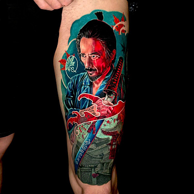 Татуировка портрет самурая