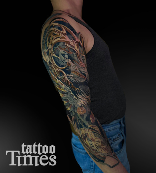 Тату рукав с пантерой