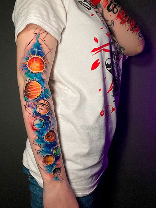 Тату планеты на руке
