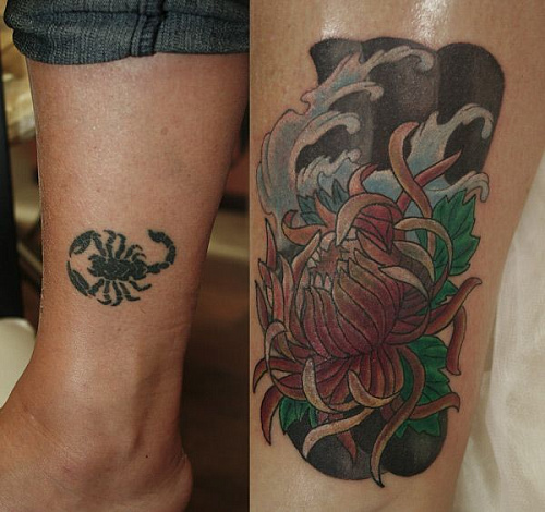 исправление татуировки Хризантема