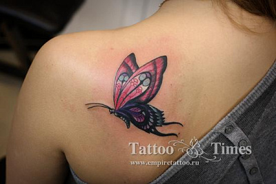 Цветная татуировка бабочки