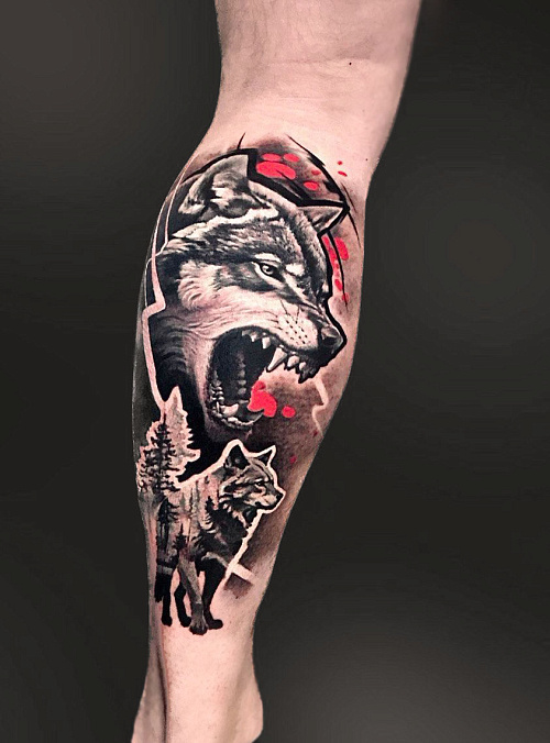 Тату волки треш-полька