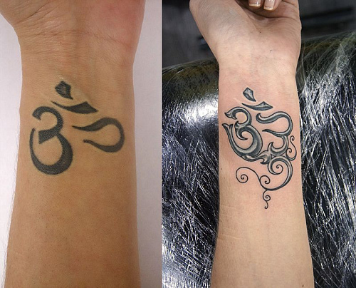 Обновление тату Ом на запястье