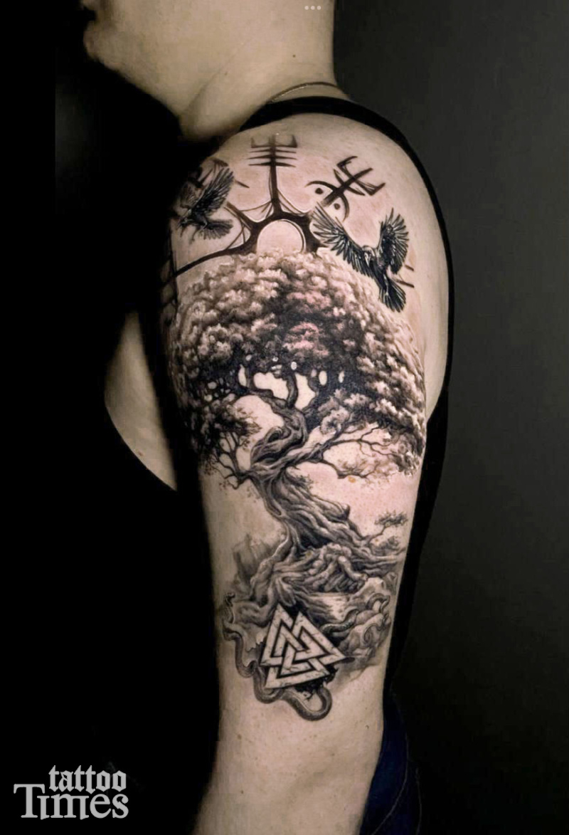 Тату дерево скандинавия