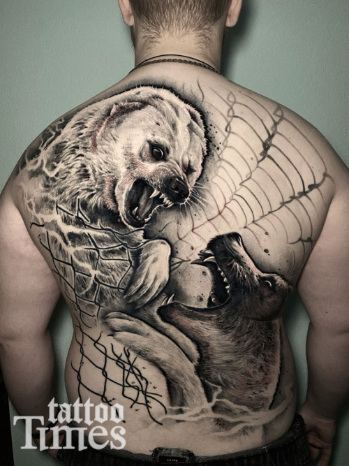Тату псы с оскалом