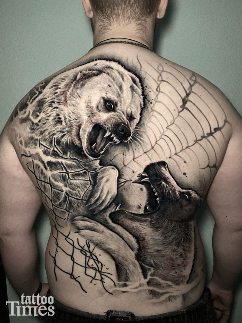 Тату псы с оскалом