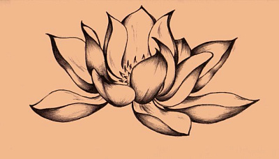 Татуировка цветка лотоса в графическом исполнении