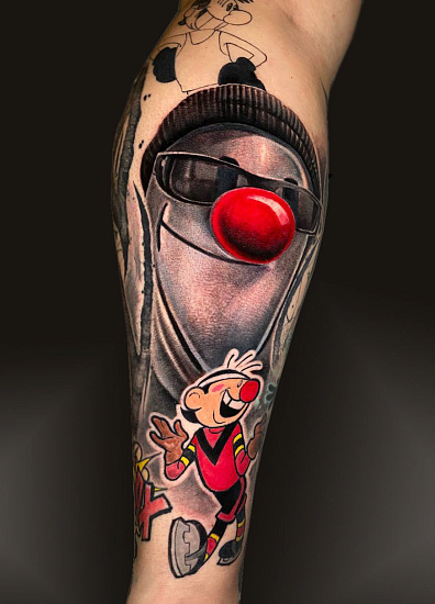 Тату мультяшный хоккеист