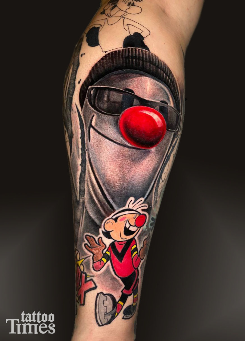 Тату мультяшный хоккеист