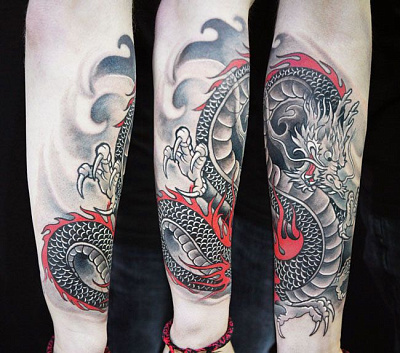 Татуировка дракон на руке