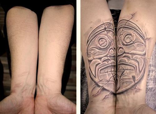 Перекрытие шрамов на руках тату маска