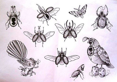 Эскиз татуировки насекомых