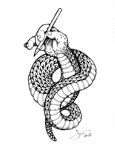 Эскиз змея рука