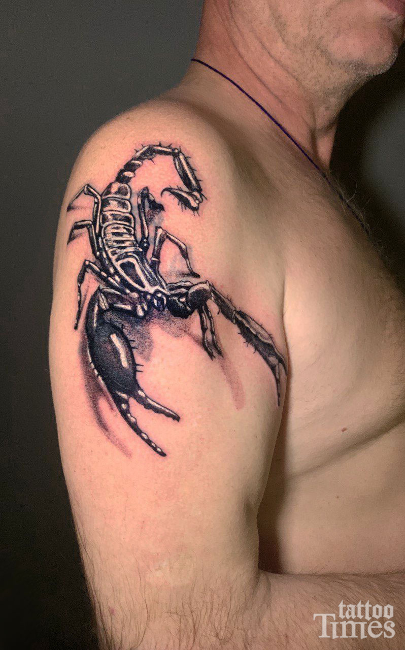 Татуировка скорпиона на плече