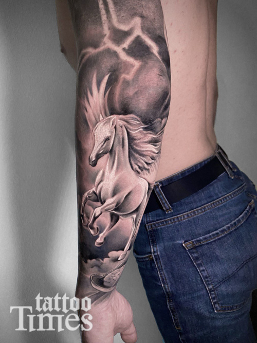 Тату пегас на руке Тату пегас на руке